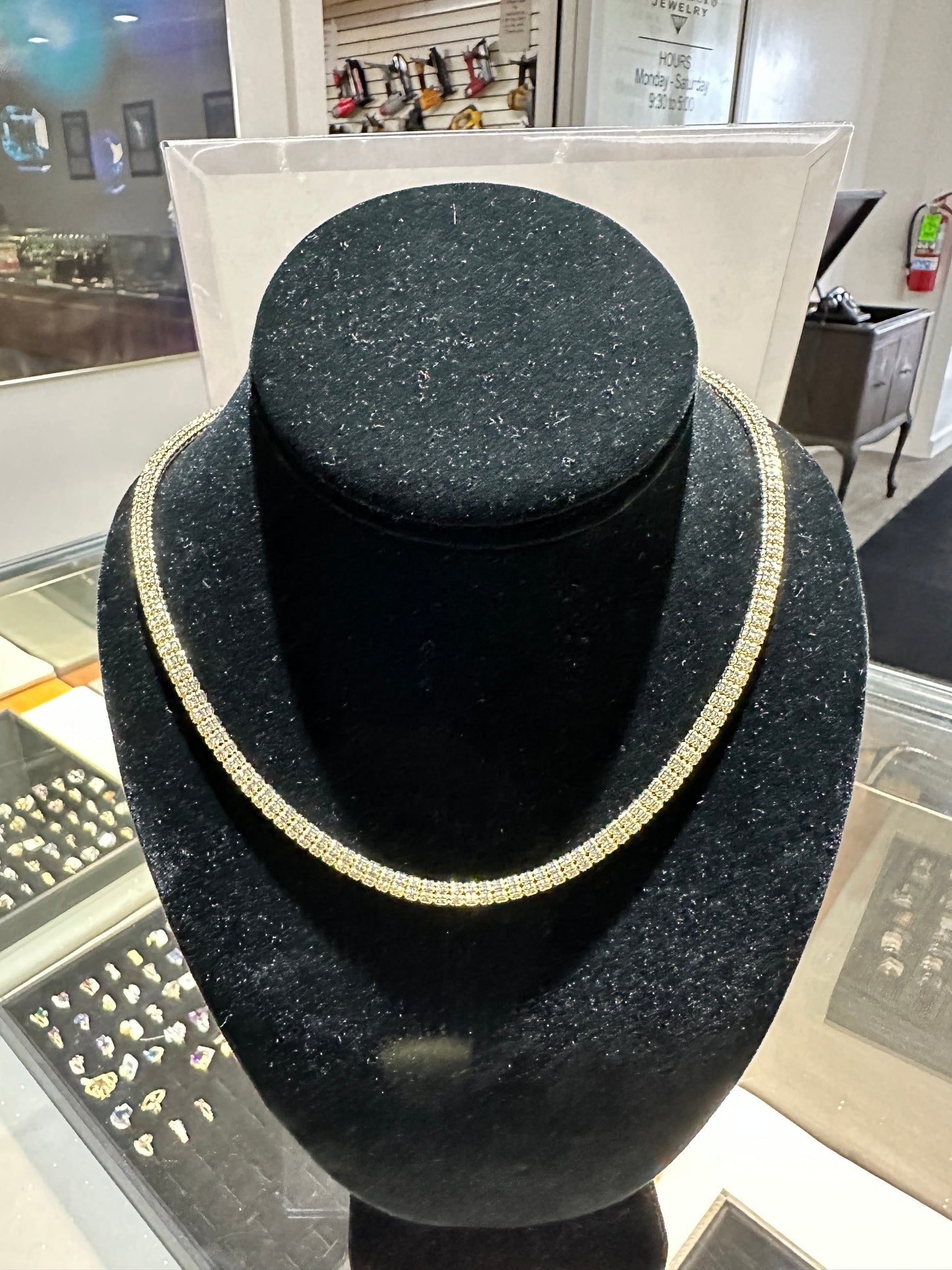 10kt Yellow Gold Rhodium Cut “Diamond Cut” Popcorn Link Chain “bling Chain” 22”