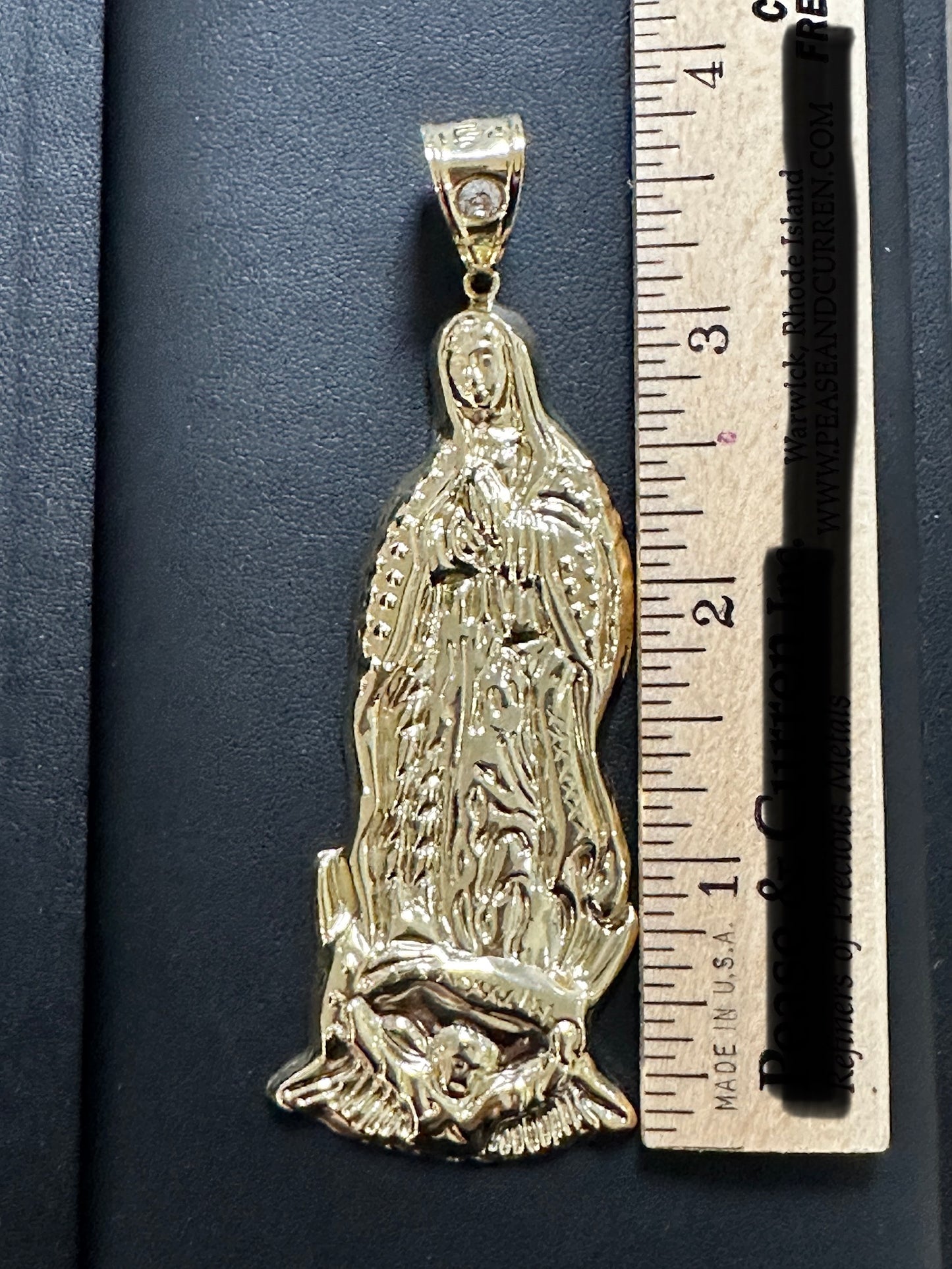 10KT 3.75” Yellow Gold Virgin Mary CZ Charm