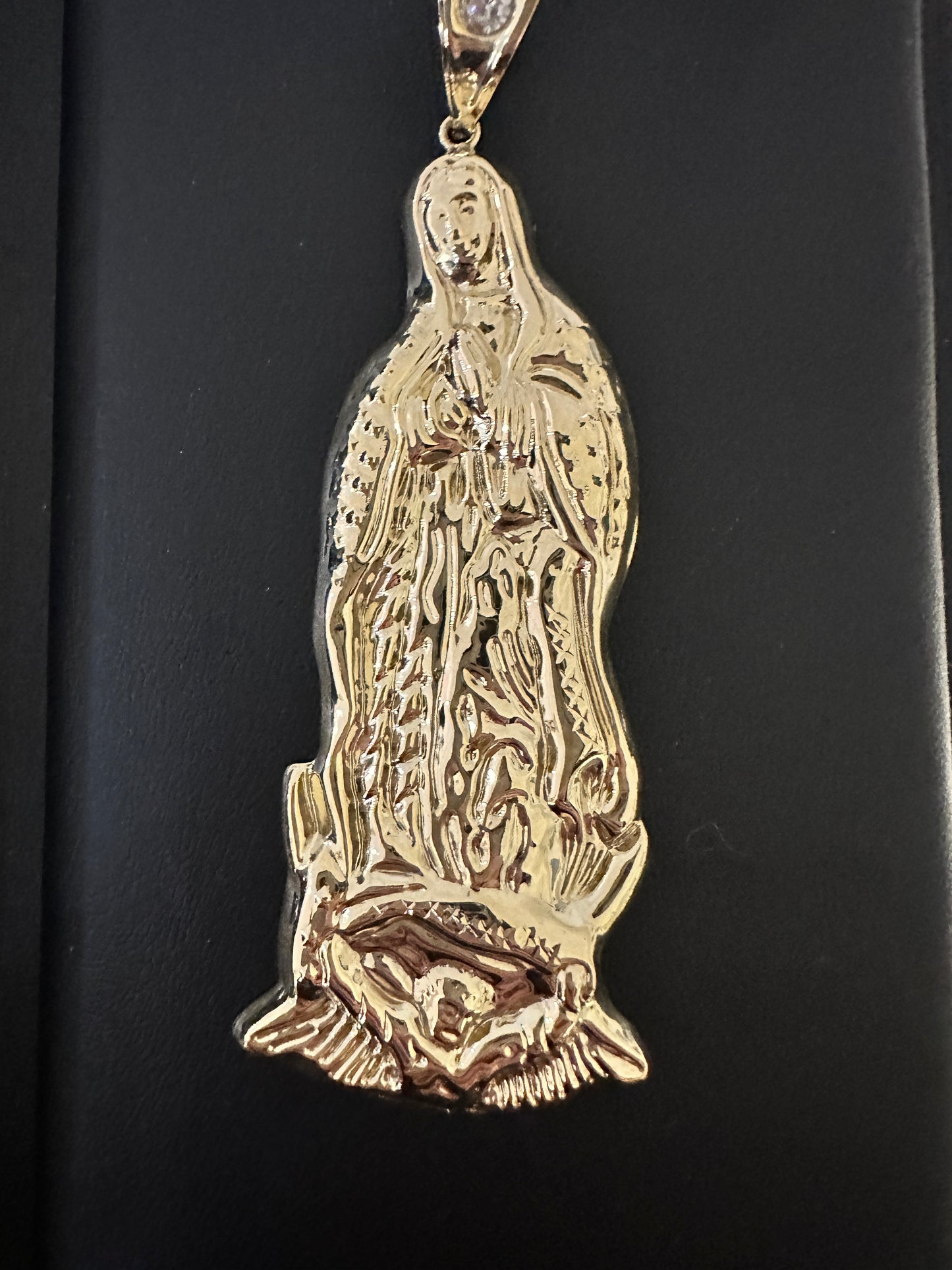 10KT 3.75” Yellow Gold Virgin Mary CZ Charm