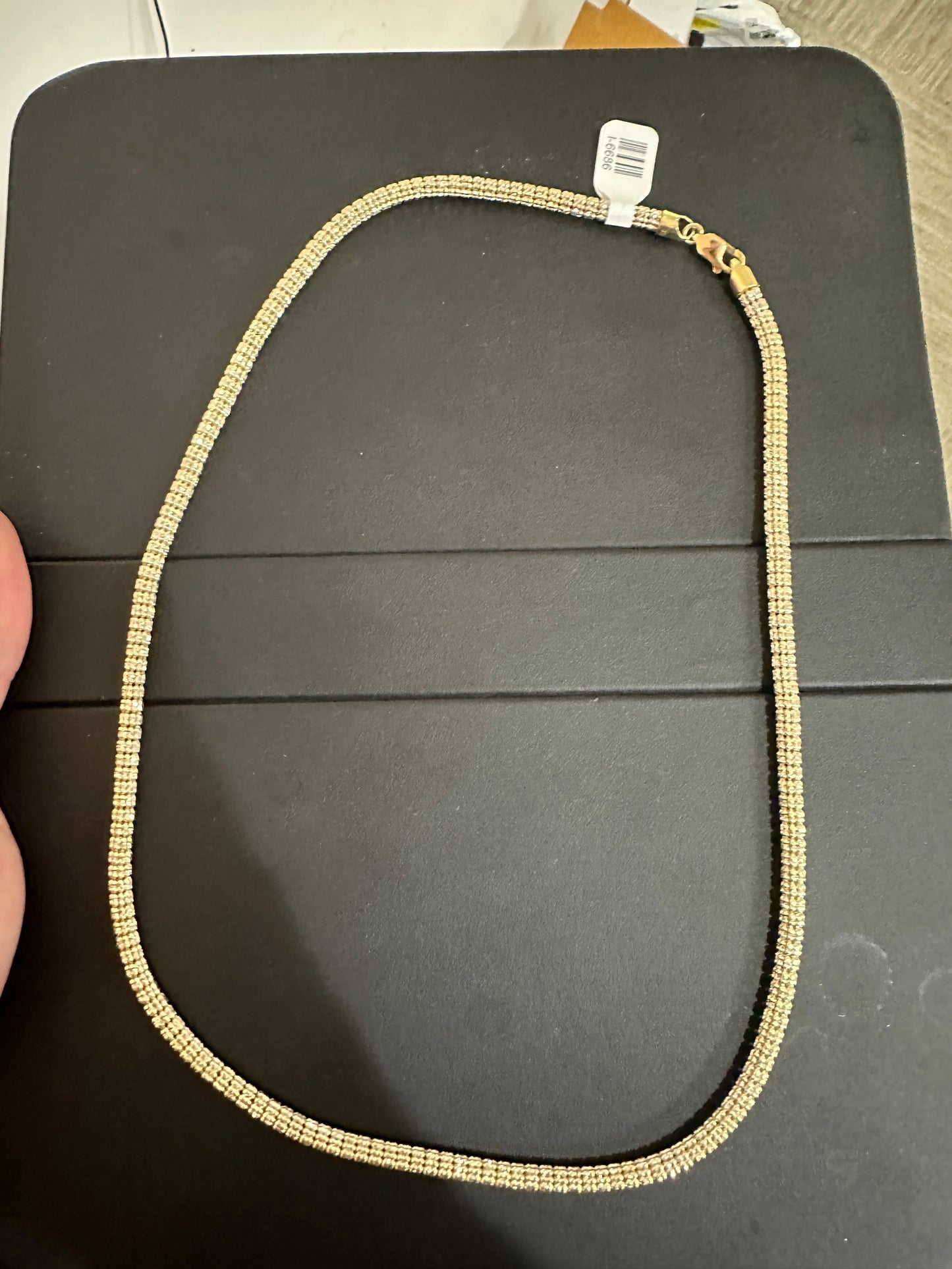 10kt Yellow Gold Rhodium Cut “Diamond Cut” Popcorn Link Chain “bling Chain” 22”