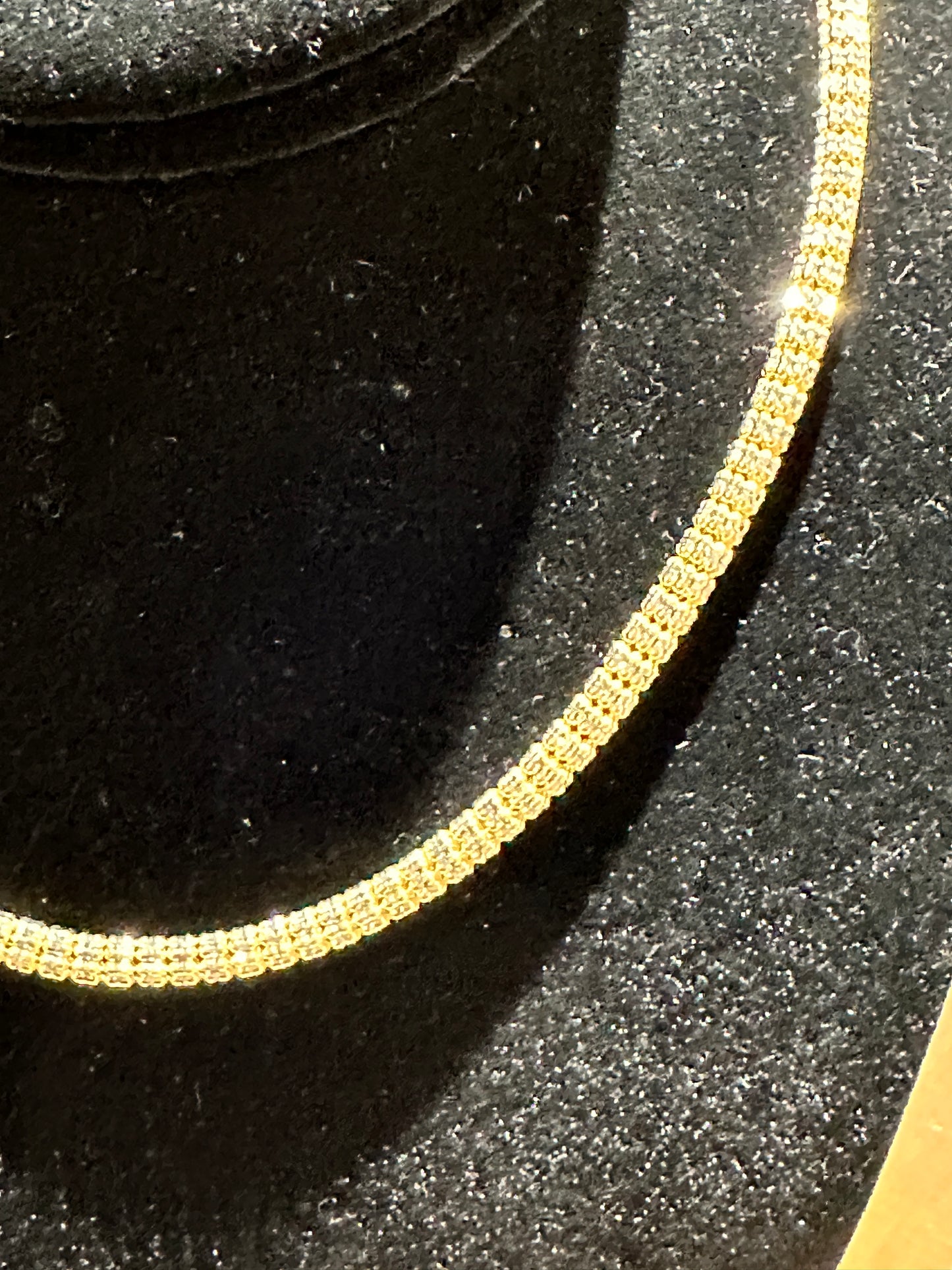 10kt Yellow Gold Rhodium Cut “Diamond Cut” Popcorn Link Chain “bling Chain” 22”